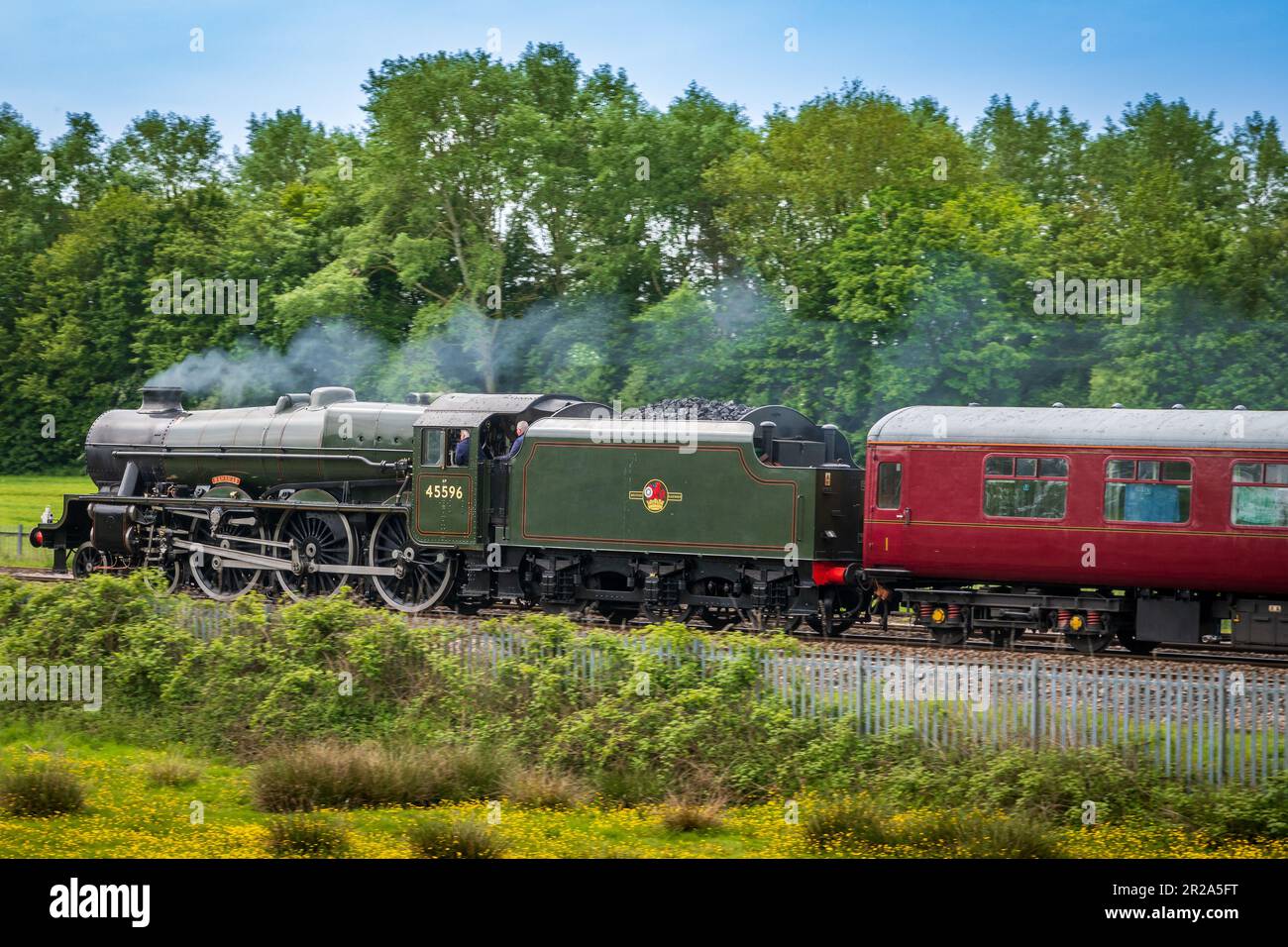 Jubilee class steam locomotive named Bahamas at speed. Stock Photo