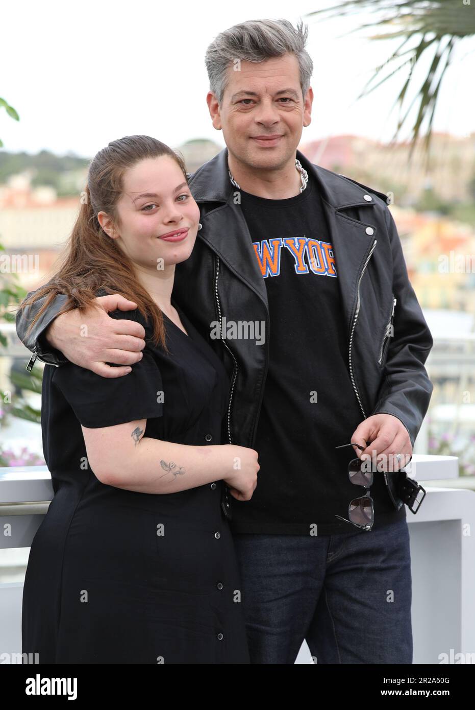 May 18, 2023, Cannes, Cote d'Azur, France: BENJAMIN BIOLAY and his daughter ANNA BIOLAY attend the photocall for 'Rosalie' during the 76th Annual Cannes Film Festival at Palais des Festivals on May 18, 2023 in Cannes, France (Credit Image: © Mickael Chavet/ZUMA Press Wire) EDITORIAL USAGE ONLY! Not for Commercial USAGE! Stock Photo