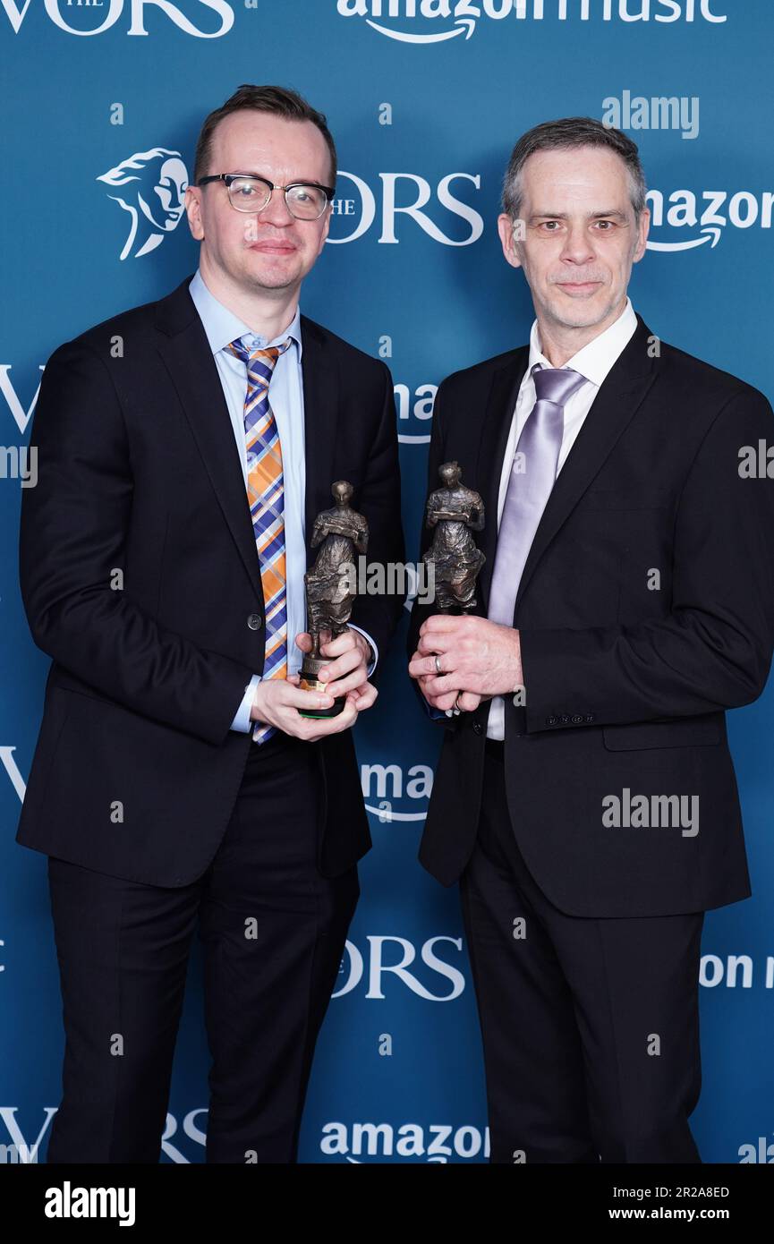 Gareth Coker (left) and Grant Kirkhope, who both won the award for 