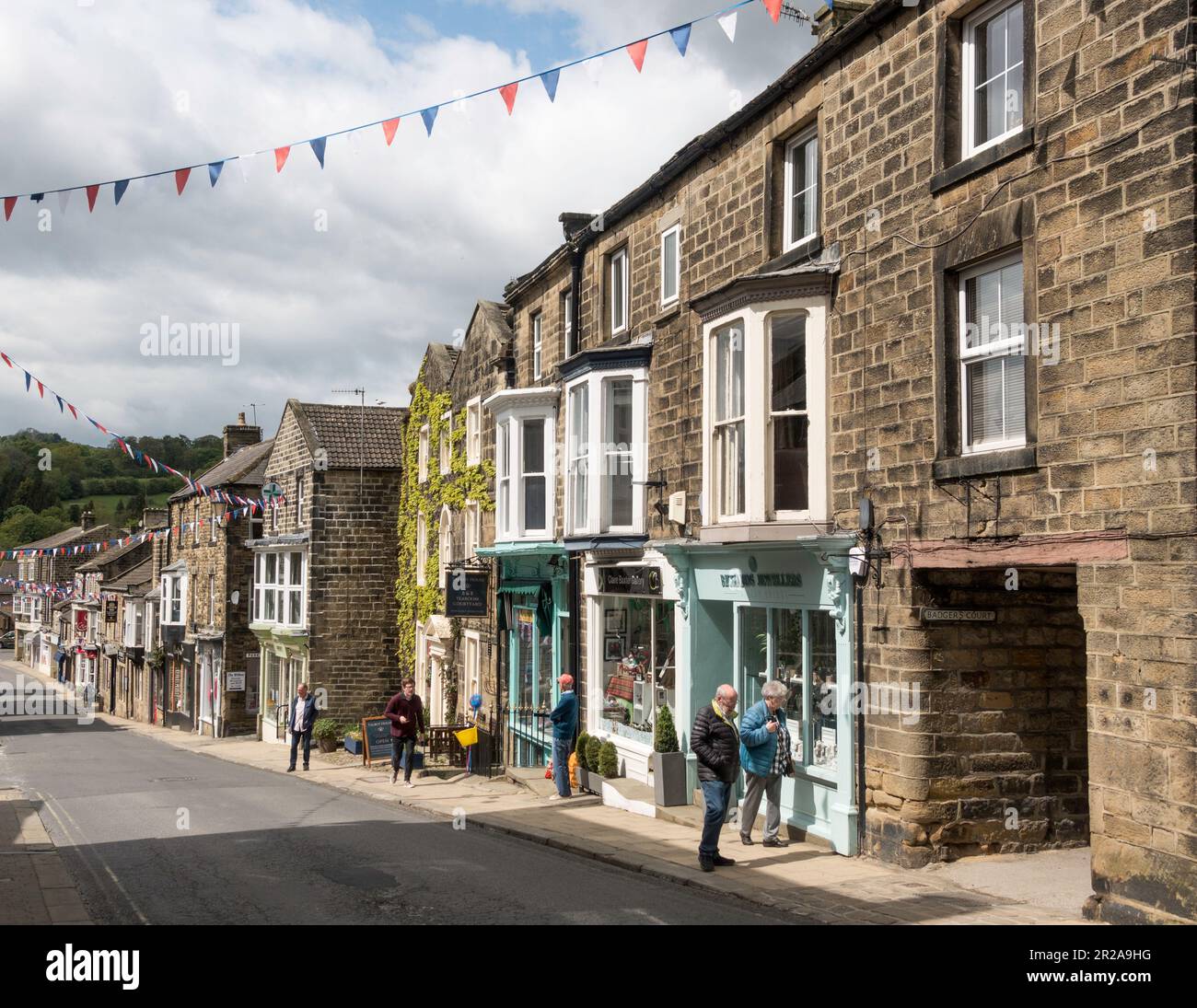 View looking down the High Street in Pateley Bridge, North Yorkshire, England, UK Stock Photo