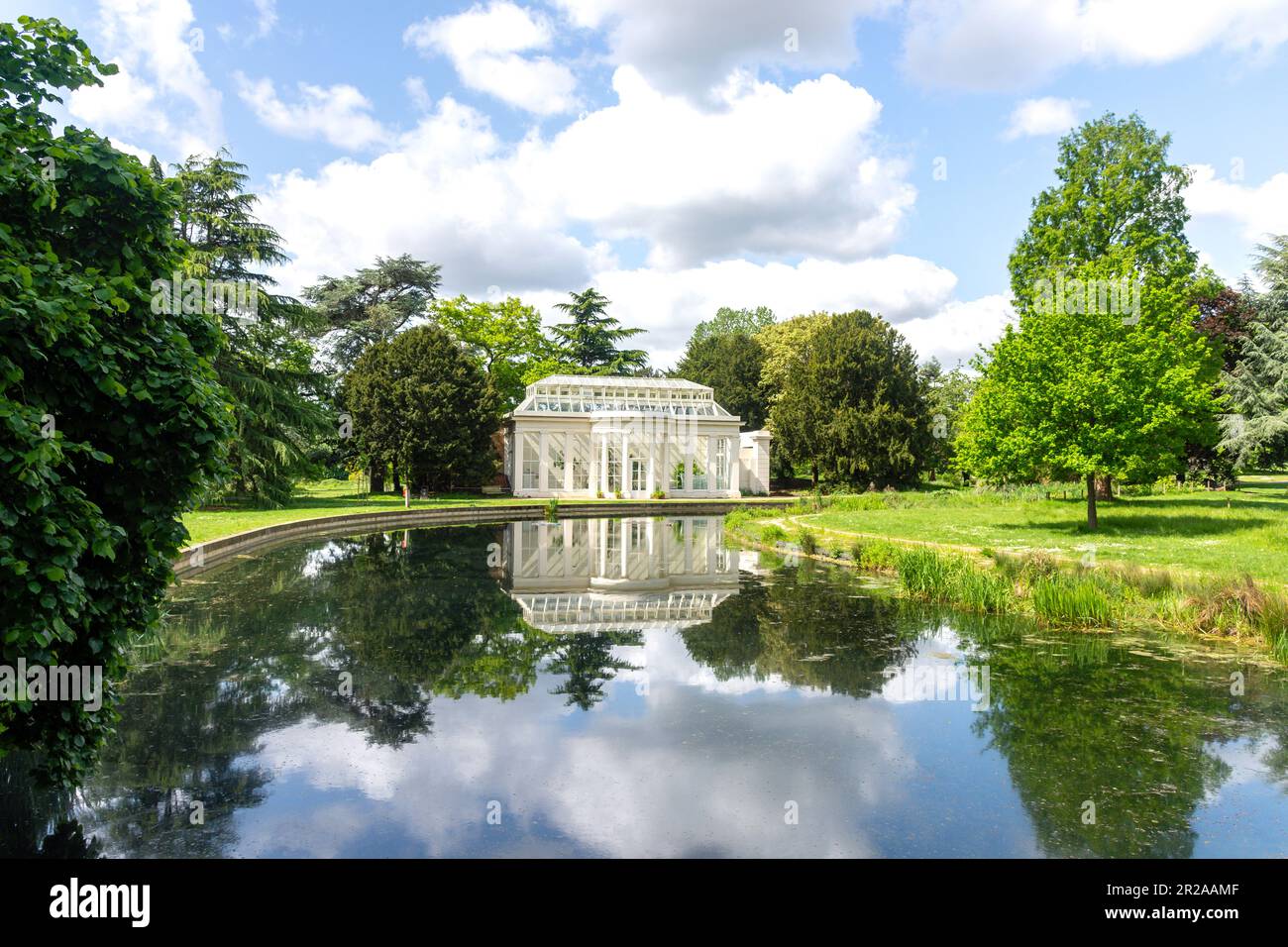 The Orangery from Horseshoe Pond, Gunnersbury Park, Gunnersbury, Royal Borough of Kensington & Chelsea, Greater London, England, United Kingdom Stock Photo