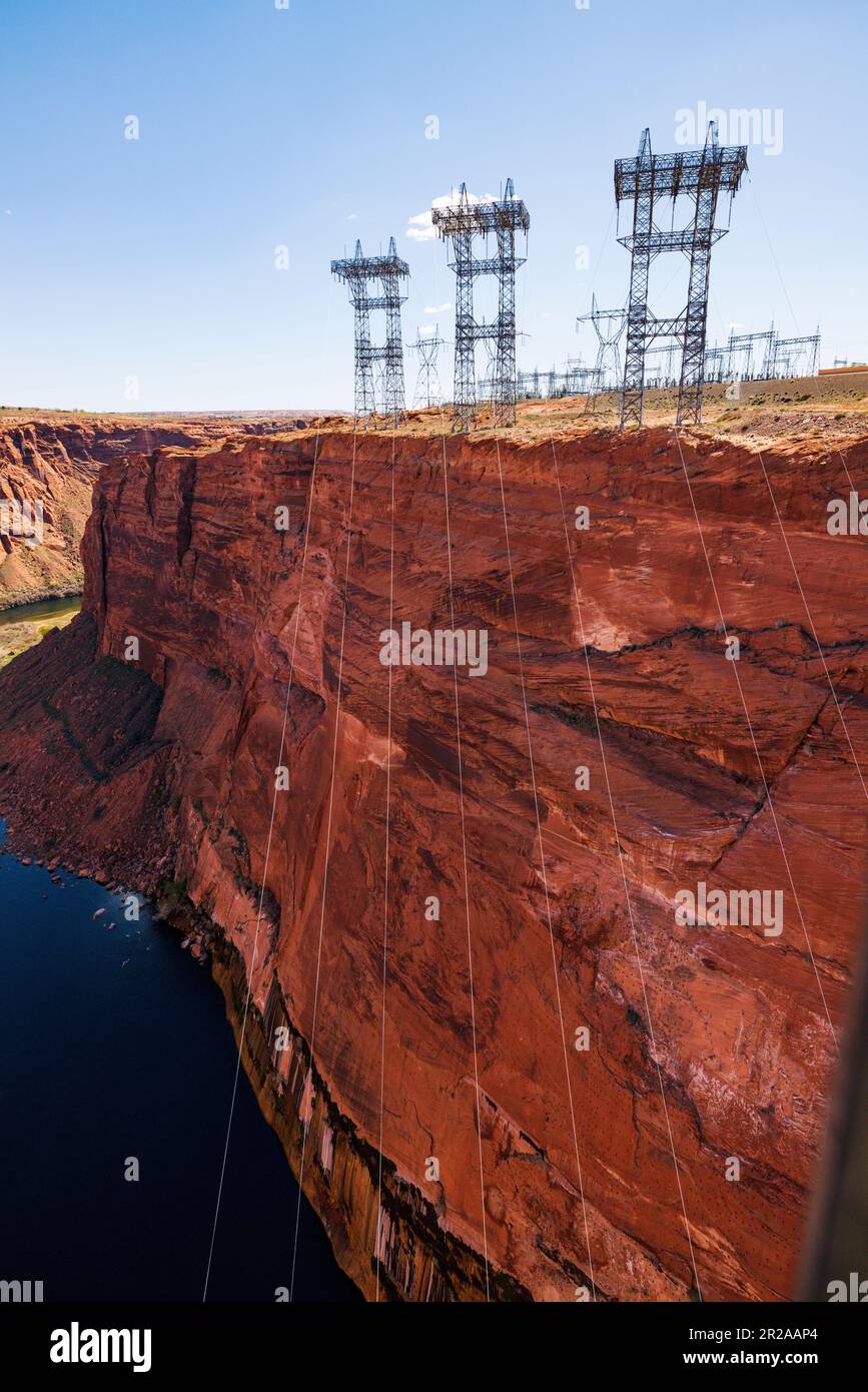 Electrical transmission lines; Colorado River outflow beneath Glen