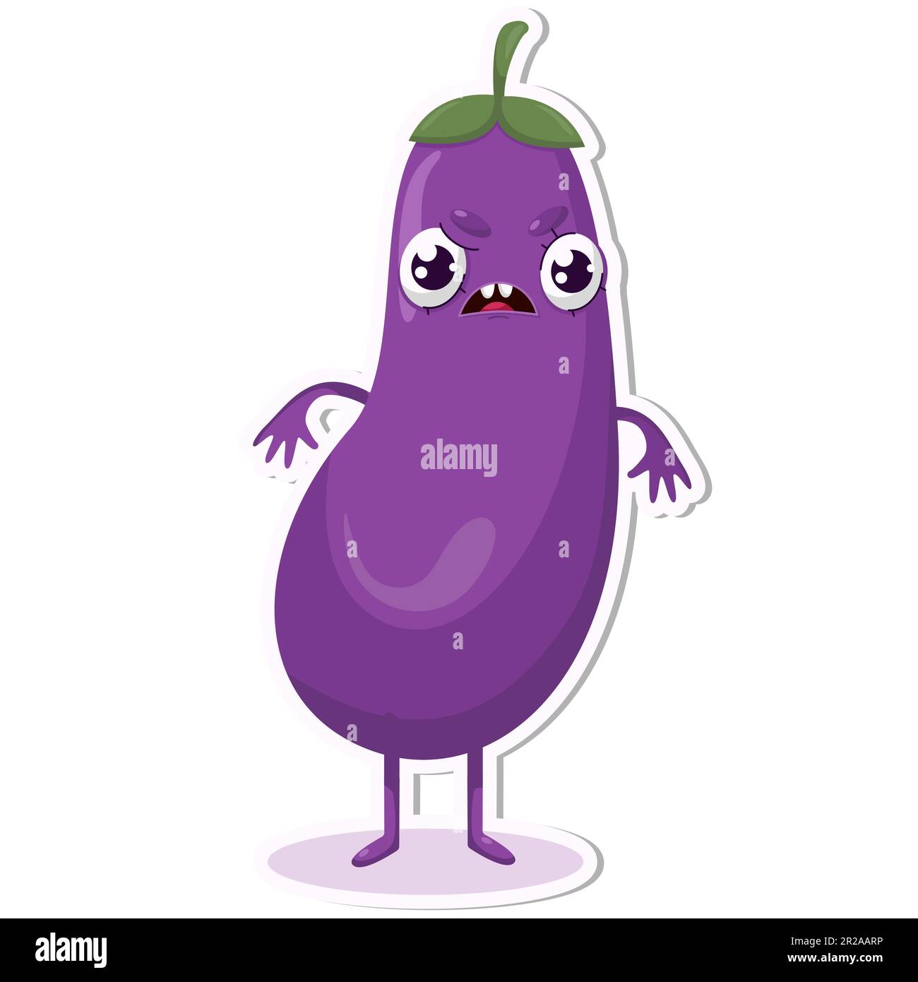 Vector Illustration Of Eggplant Character Stickers With Cute Expression Cool Funny Eggplant