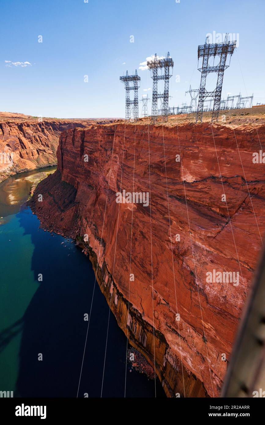 Electrical transmission lines; Colorado River outflow beneath Glen