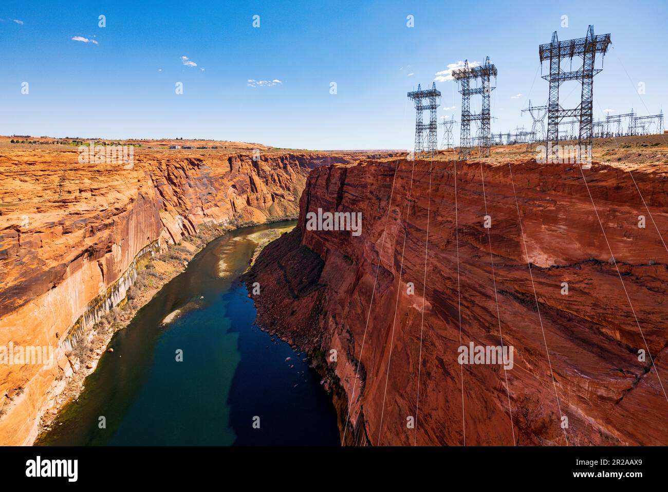 Electrical transmission lines; Colorado River outflow beneath Glen