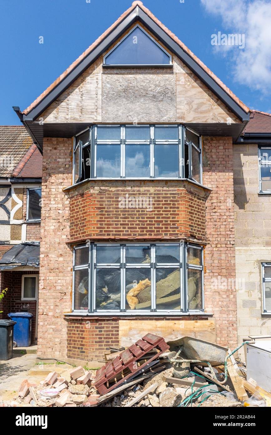 House being renovated, Gunnersbury Lane, Acton Town, Acton, London Borough of Ealing, Greater London, England, United Kingdom Stock Photo