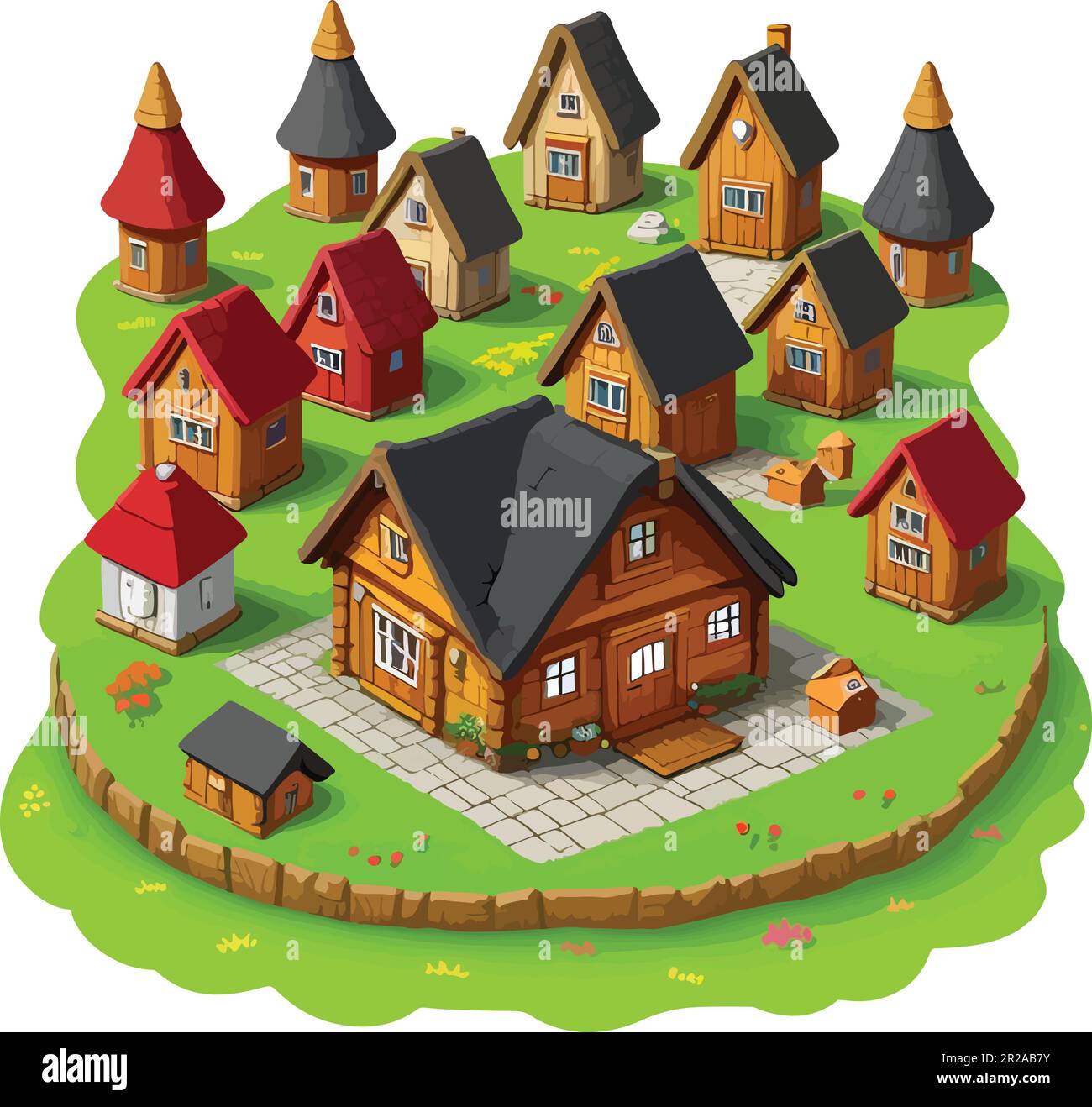 Extraordinary fantasy dwarf house village art vector Stock Vector Image 