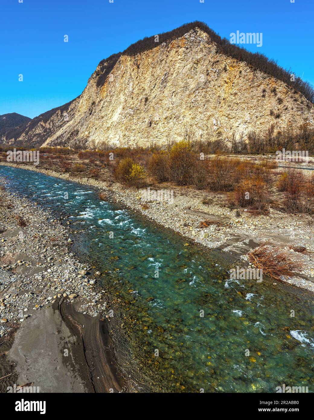 The Triassic Gypsum area extends along the upper valley of the Secchia river. Site of community interest National Park of the Tuscan-Emilian Apennines Stock Photo