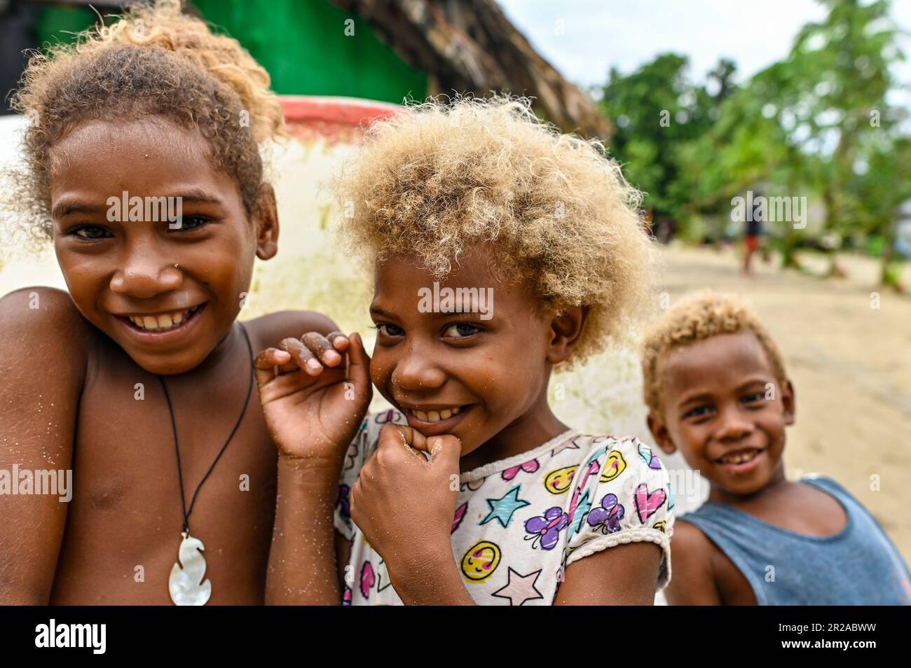 Daily life in Santa Ana Island in the Solomon Islands Stock Photo