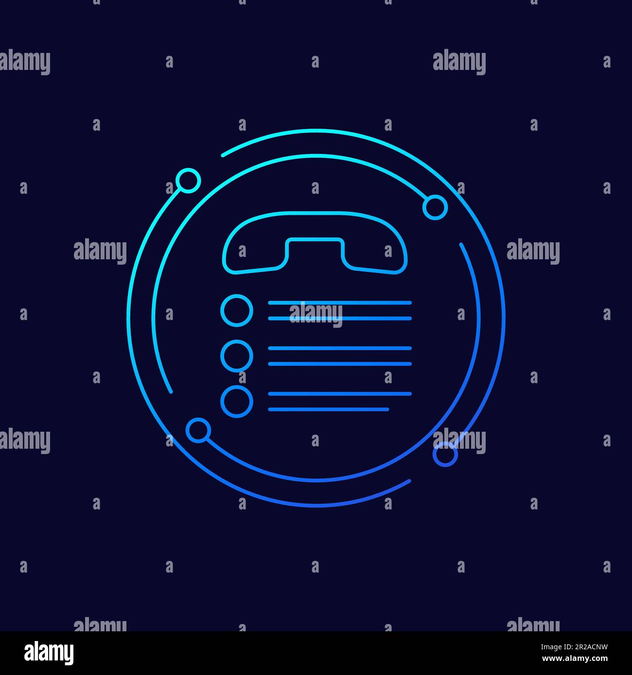 call list icon with a phone, linear design Stock Vector