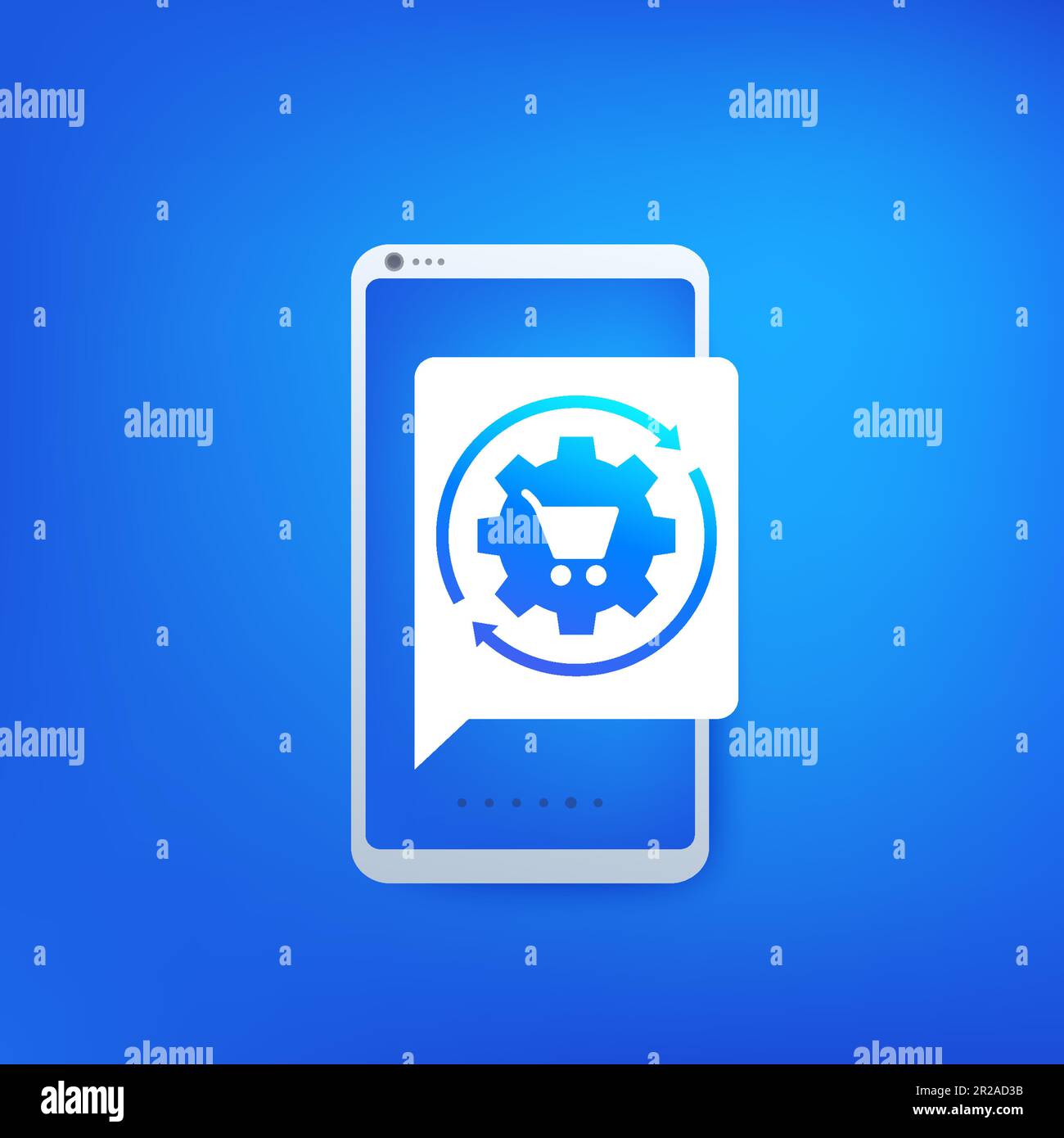 order processing, e-commerce icon with a phone Stock Vector