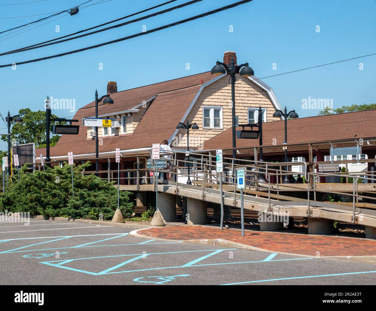 Bay Shore, NEw York, USA 30 May 2022 The Bay Shore Long Island train station and parking lot