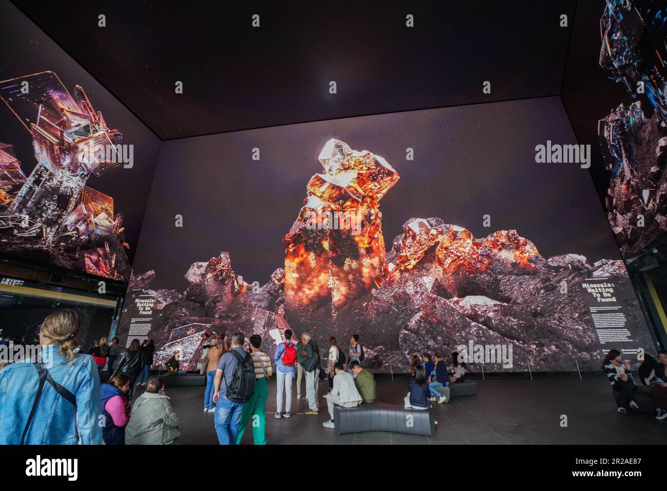 London UK. 18 May 2023  .A visual installation  Waiting To Be Found in  3D by Dan Hoopert shown  at the Outernet near Tottenham Court Road in London  on   huge, 360 degree, 8k resolution screens. Credit: amer ghazzal/Alamy Live News Stock Photo