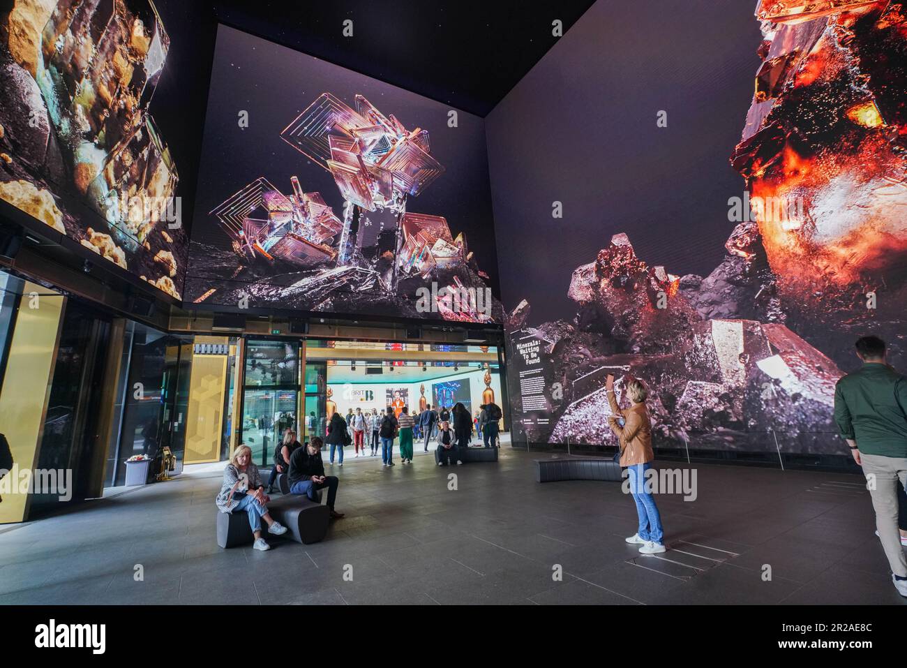 London UK. 18 May 2023  .A visual installation  Waiting To Be Found in  3D by Dan Hoopert shown  at the Outernet near Tottenham Court Road in London  on   huge, 360 degree, 8k resolution screens. Credit: amer ghazzal/Alamy Live News Stock Photo
