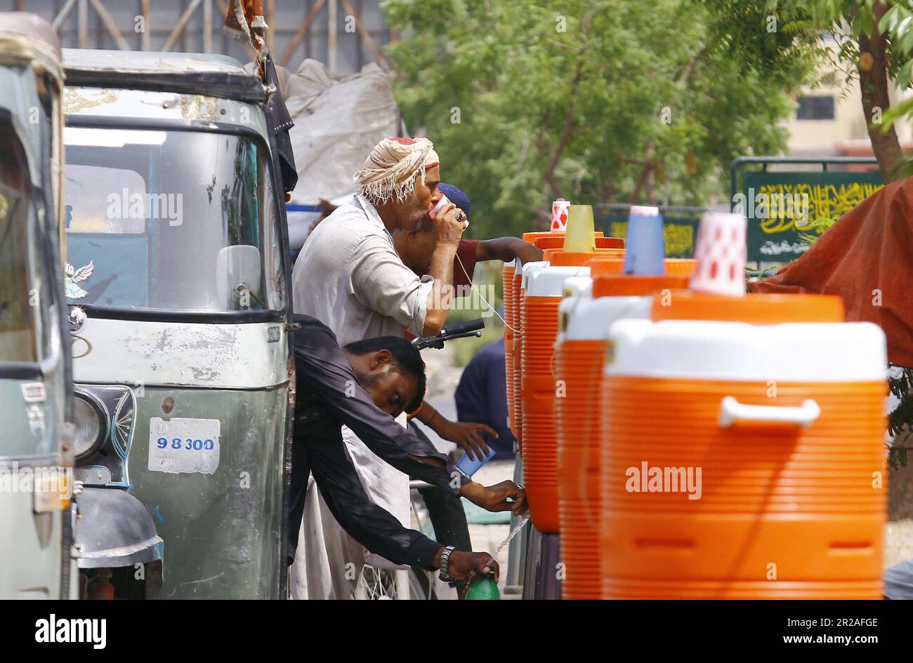 Pakistan Rashid Water Hyderabad, Pakistan, May 18, 2023. Citizens are quenching their thirst ...