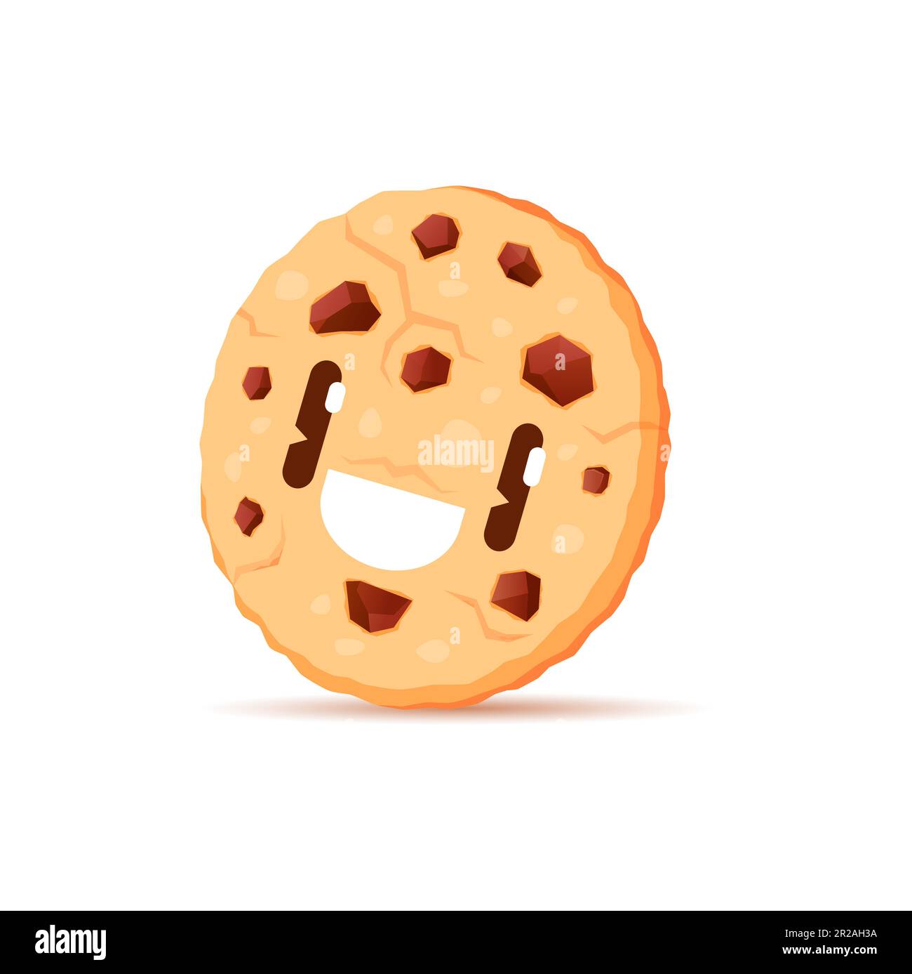 Cartoon cookie character with chocolate, dessert food with face, vector
