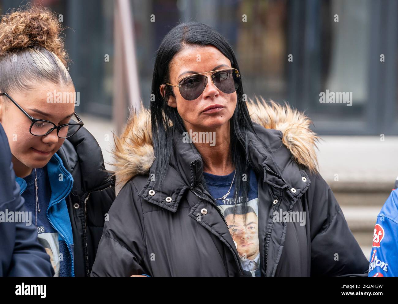 Charlie Mclean, the mother of Khayri Mclean outside Leeds Crown Court after Jakele Pusey, 15, who will serve a minimum term of 16 years and Jovani Harriott, 17, who will serve at least 18 years, were sentenced for the murder of Khayri Mclean. Picture date: Thursday May 18, 2023. Stock Photo