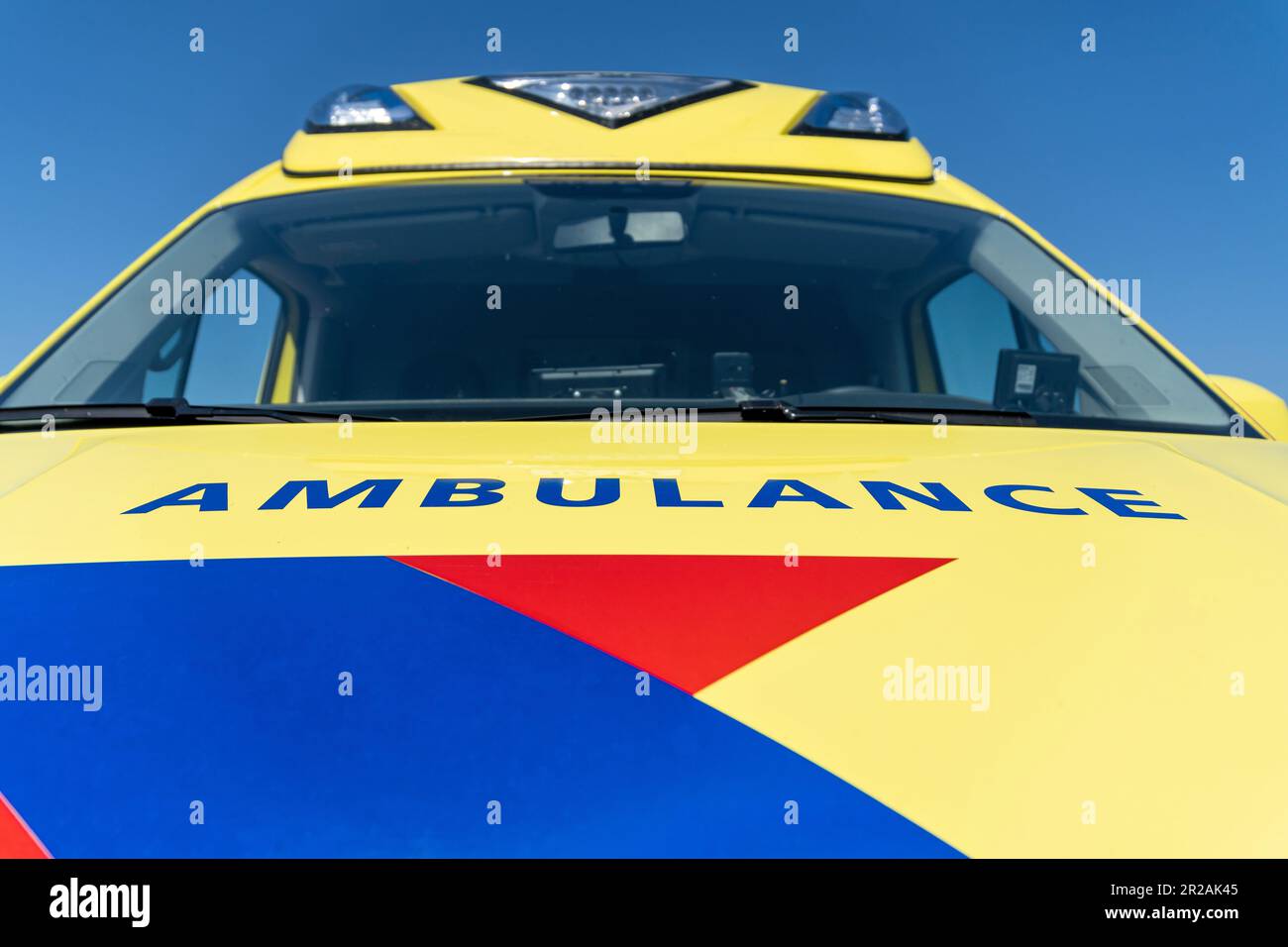 front of a Dutch ambulance Stock Photo