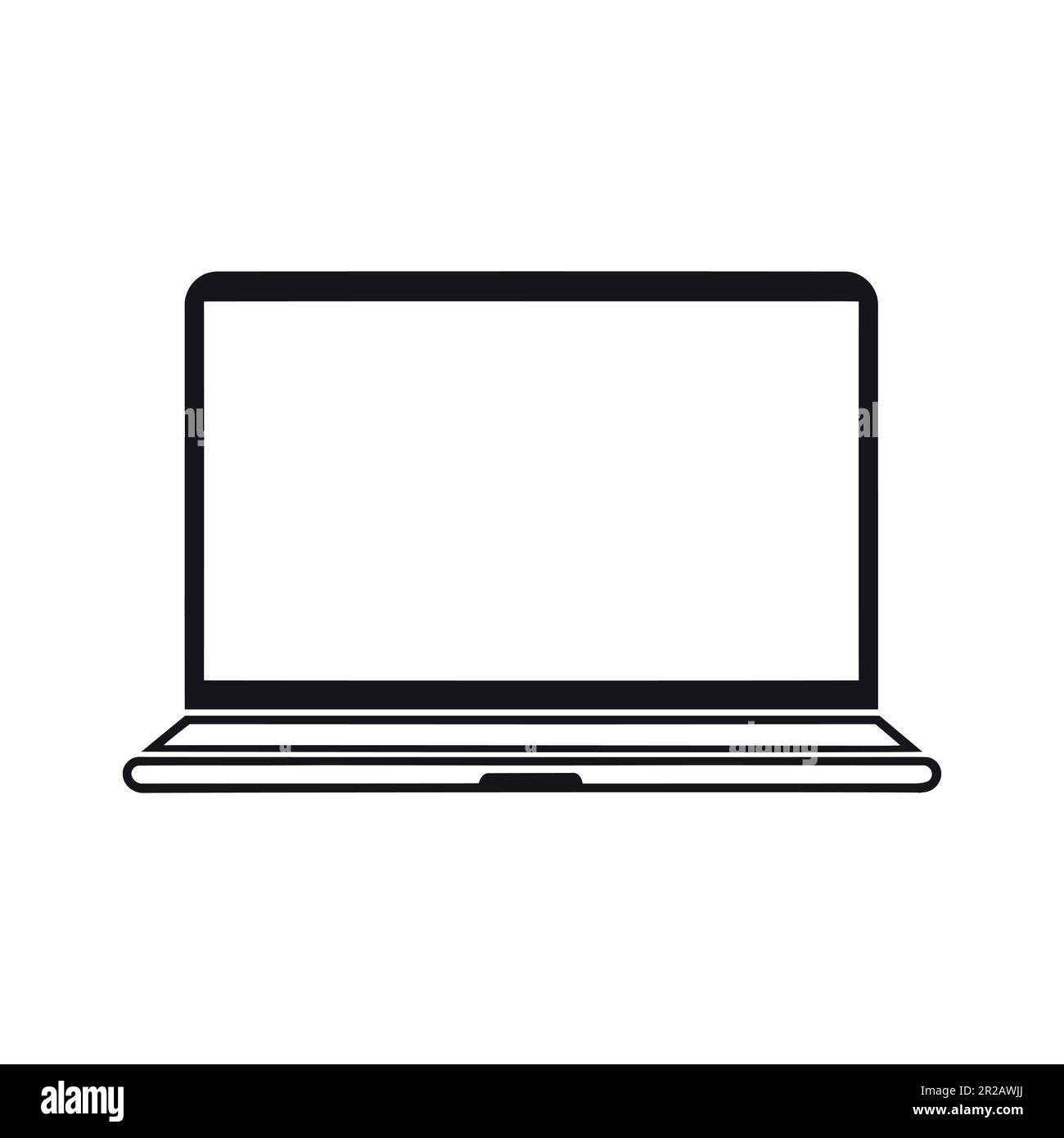 Black laptop icon on a white background. simple design. Vector