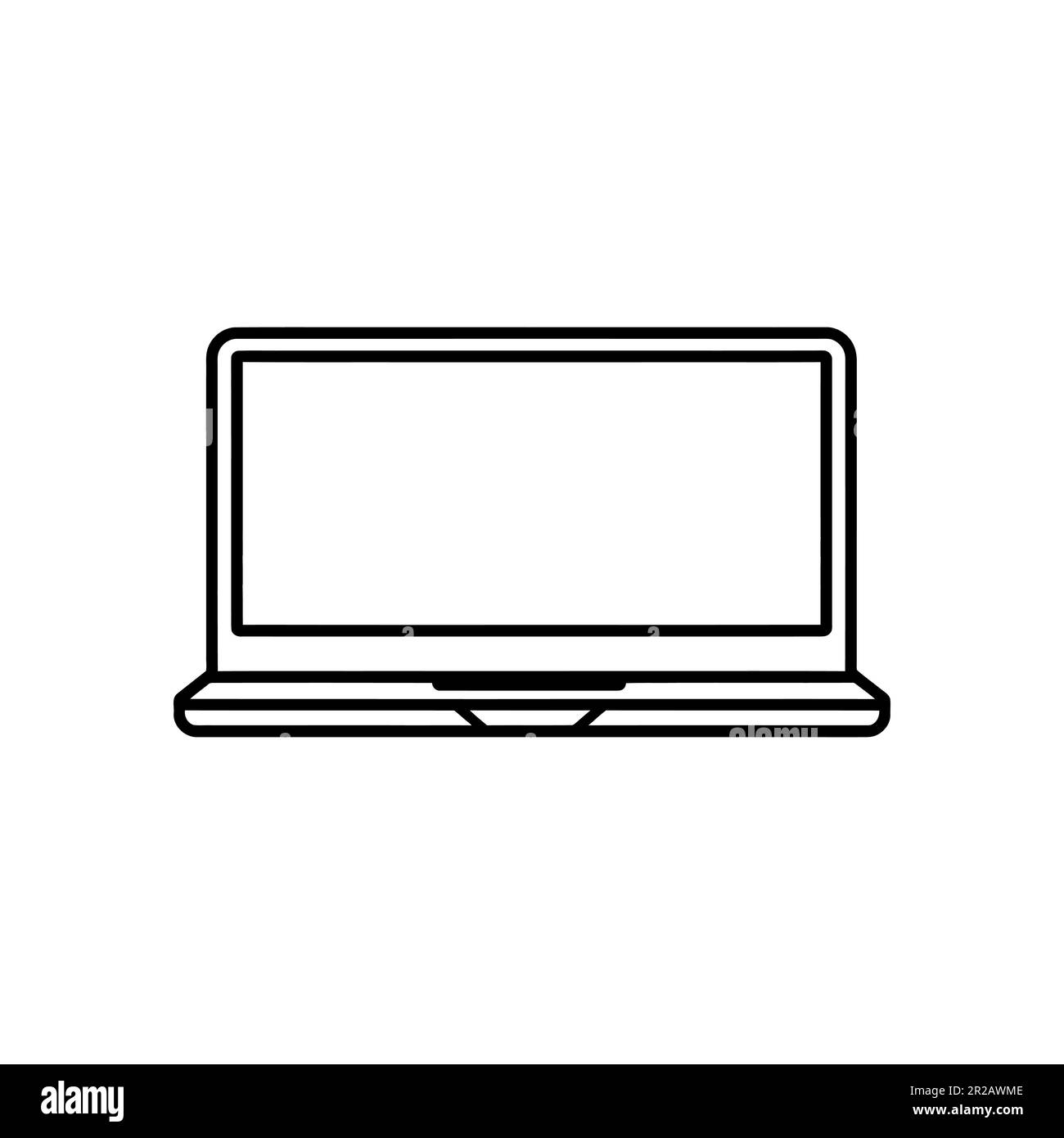 Black laptop icon on a white background. simple design. Vector ...