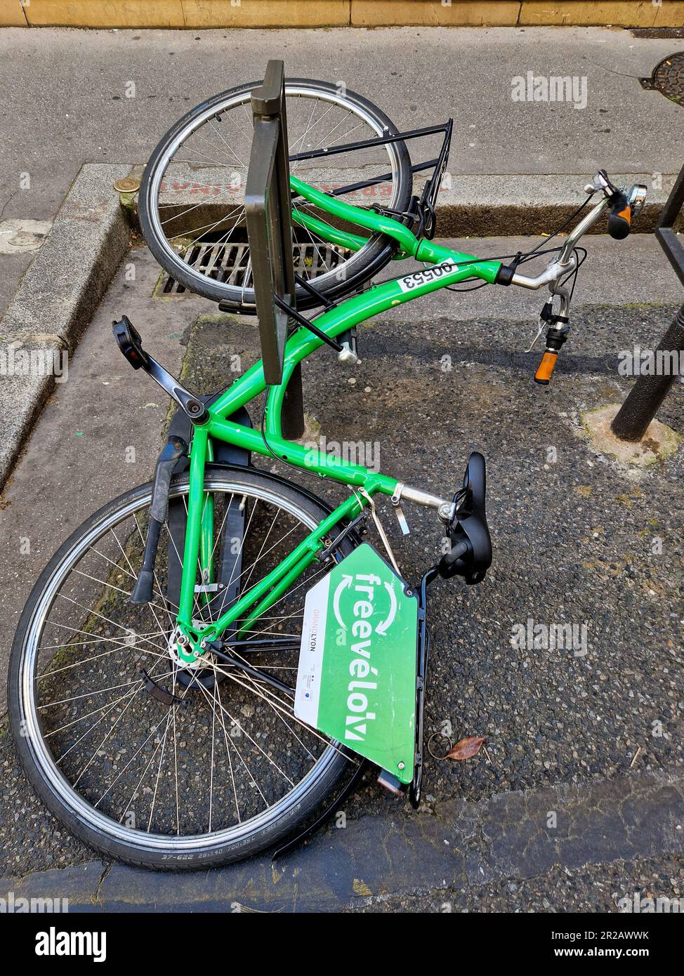 A Free Velo v from Grand Lyon bicycle rental service lays on the ground Lyon France Stock Photo Alamy
