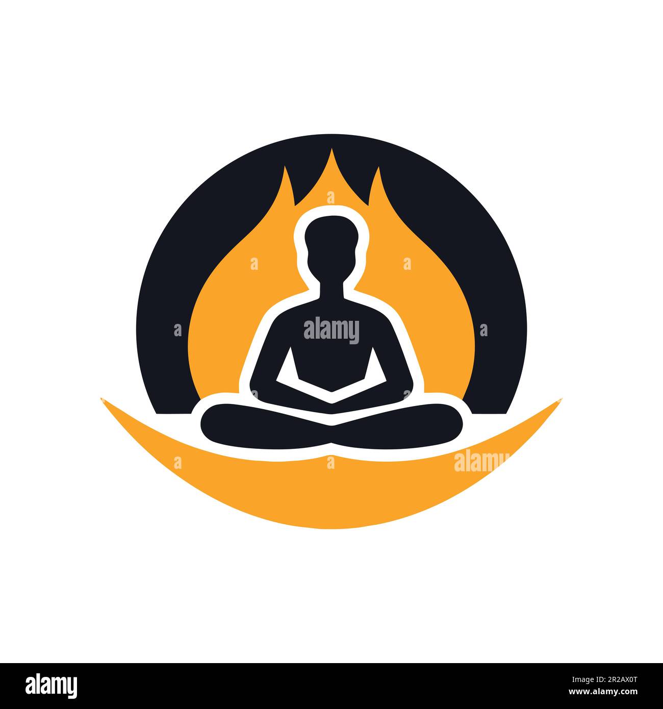A woman sitting in the lotus position. Flat style logo isolated on ...