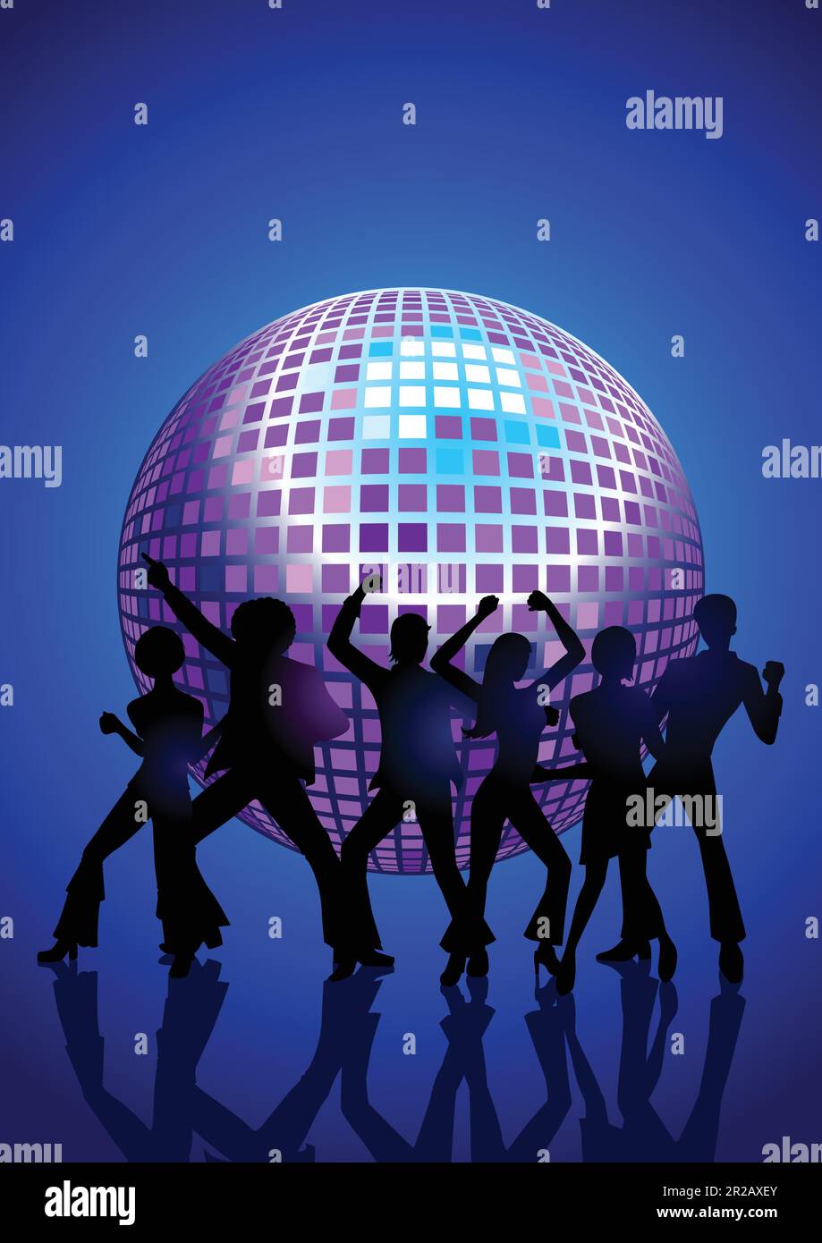 Silhouette Illustration of couples disco dancing Stock Vector Image