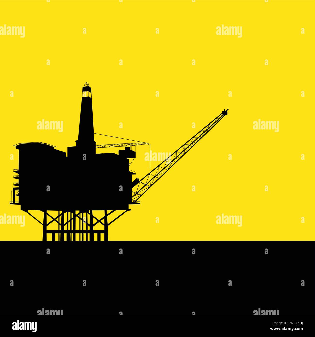 Graphic illustration of offshore refinery Stock Vector