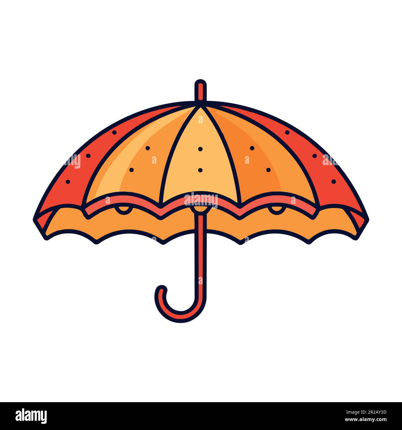 Umbrella in cartoon style, icon on white background. Vector