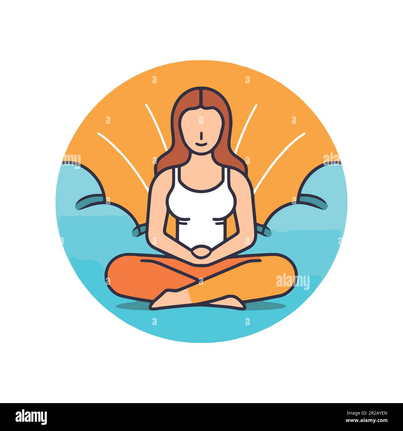 A woman sitting in the lotus position. Flat style logo isolated on ...