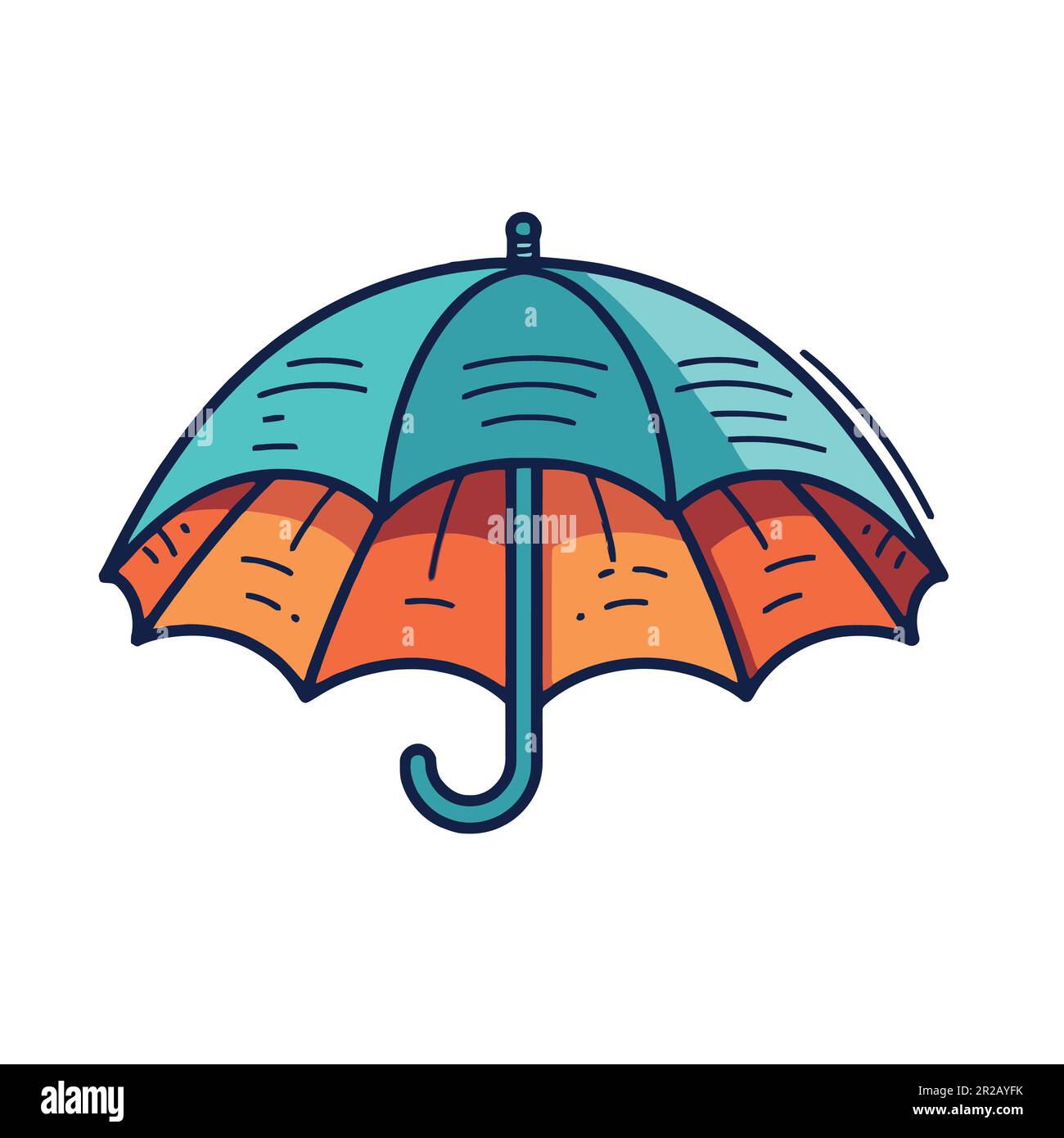 Umbrella in cartoon style, icon on white background. Vector
