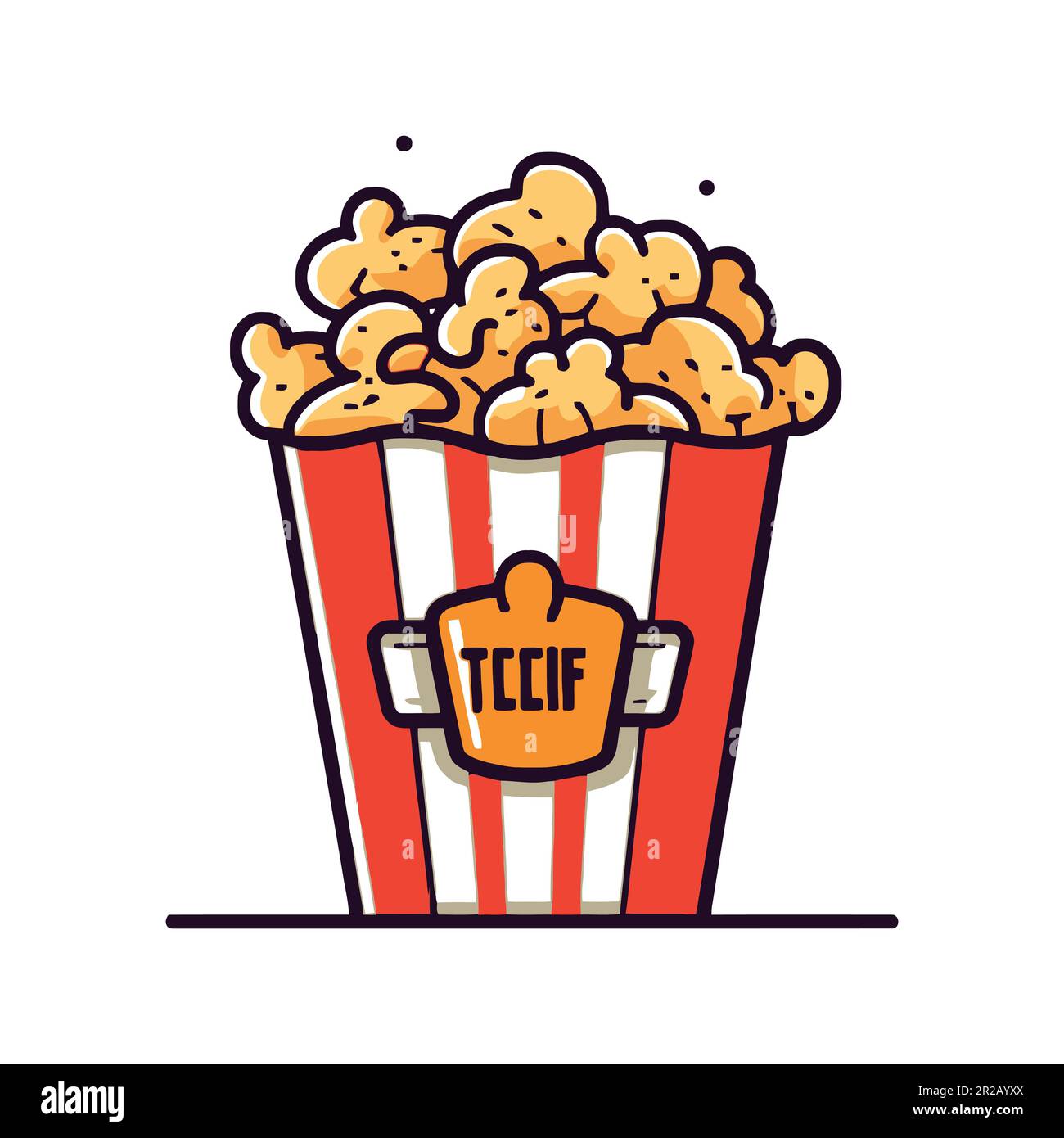 Popcorn. Color icon in cartoon style isolated on white background Stock Vector