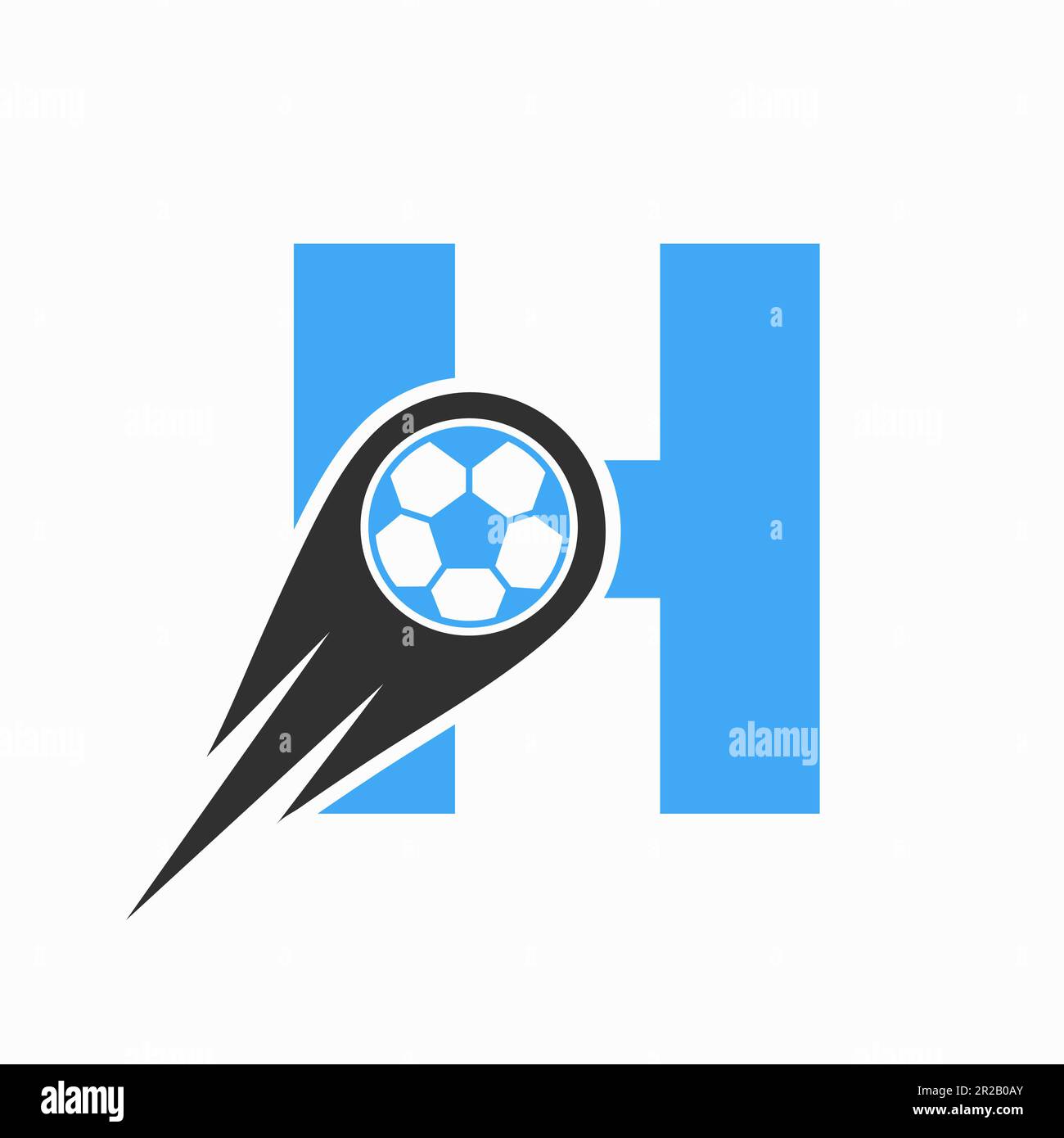 Letter H Football Logo Concept With Moving Football Icon. Soccer Logo