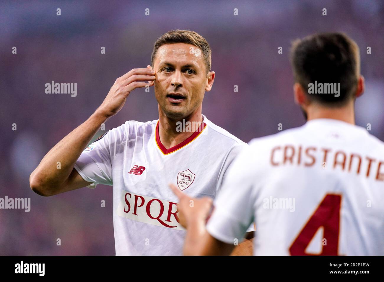 Leverkusen, Germany. 18th May, 2023. LEVERKUSEN, GERMANY - MAY 18: Nemanja Matic of AS Roma looks on during the Semi-Final Second Leg - UEFA Europa League match between Bayer 04 Leverkusen and AS Roma at BayArena on May 18, 2023 in Leverkusen, Germany (Photo by Joris Verwijst/Orange Pictures) Credit: Orange Pics BV/Alamy Live News Stock Photo