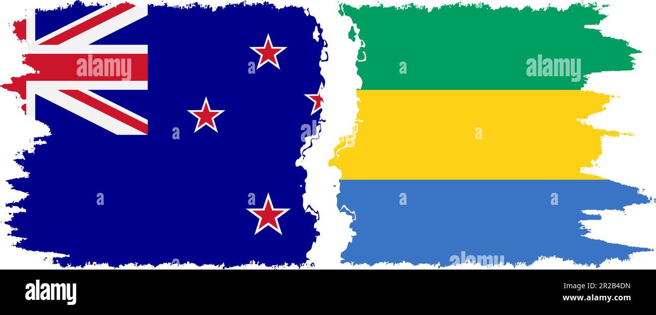 Gabon and New Zealand grunge flags connection, vector Stock Vector ...