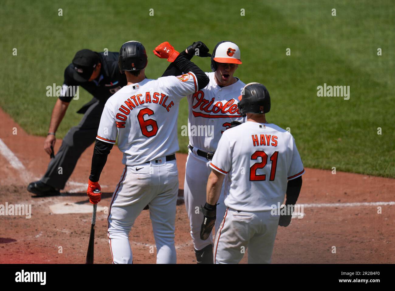 BALTIMORE, MD - AUGUST 06: Baltimore Orioles designated hitter Adley  Rutschman (35) looks on during an MLB game against the New York Mets on  August 06, 2023 at Oriole Park at Camden