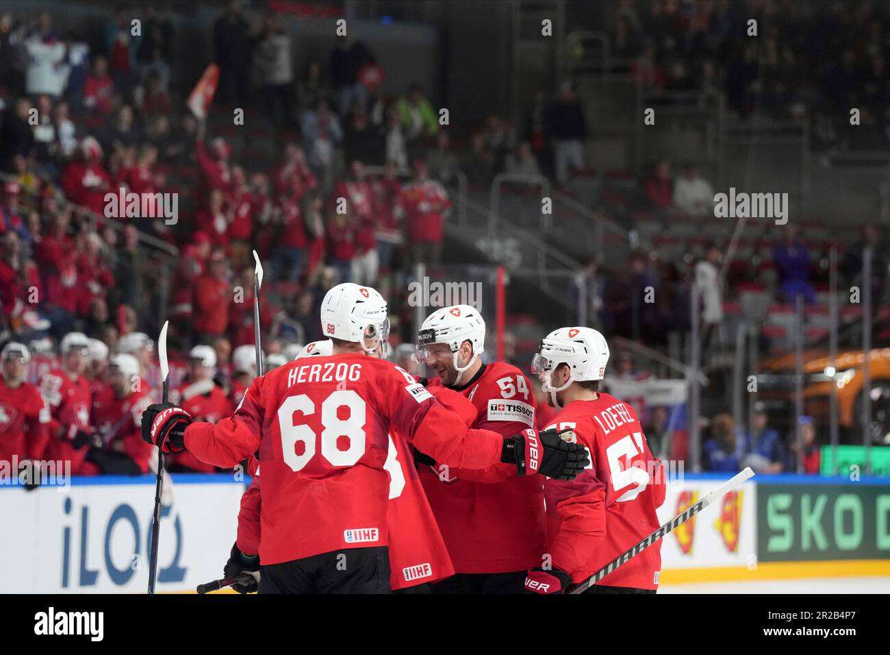 Team Switzerland celebrate during the group B match between Switzerland