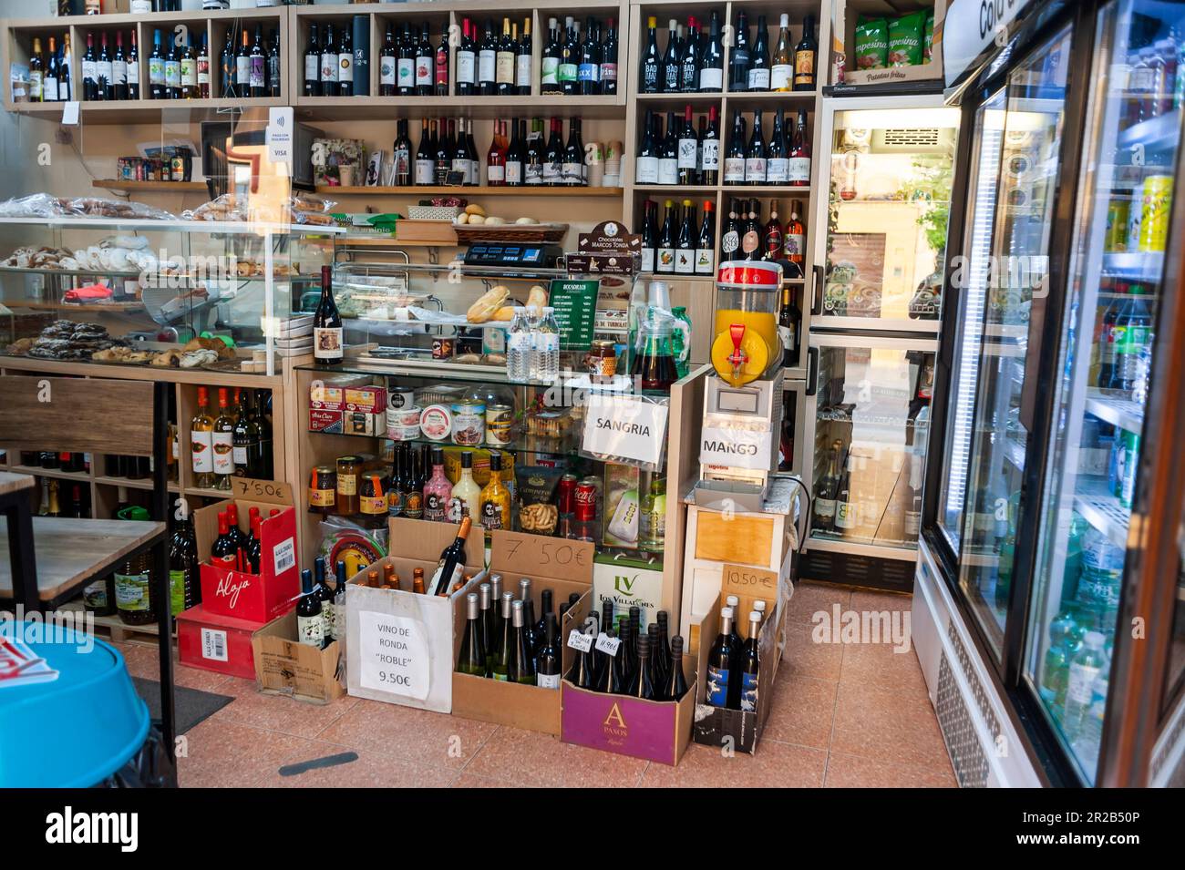 Ronda, Malaga, Spain, Grocery Store, Inside, Shelves with local Wine