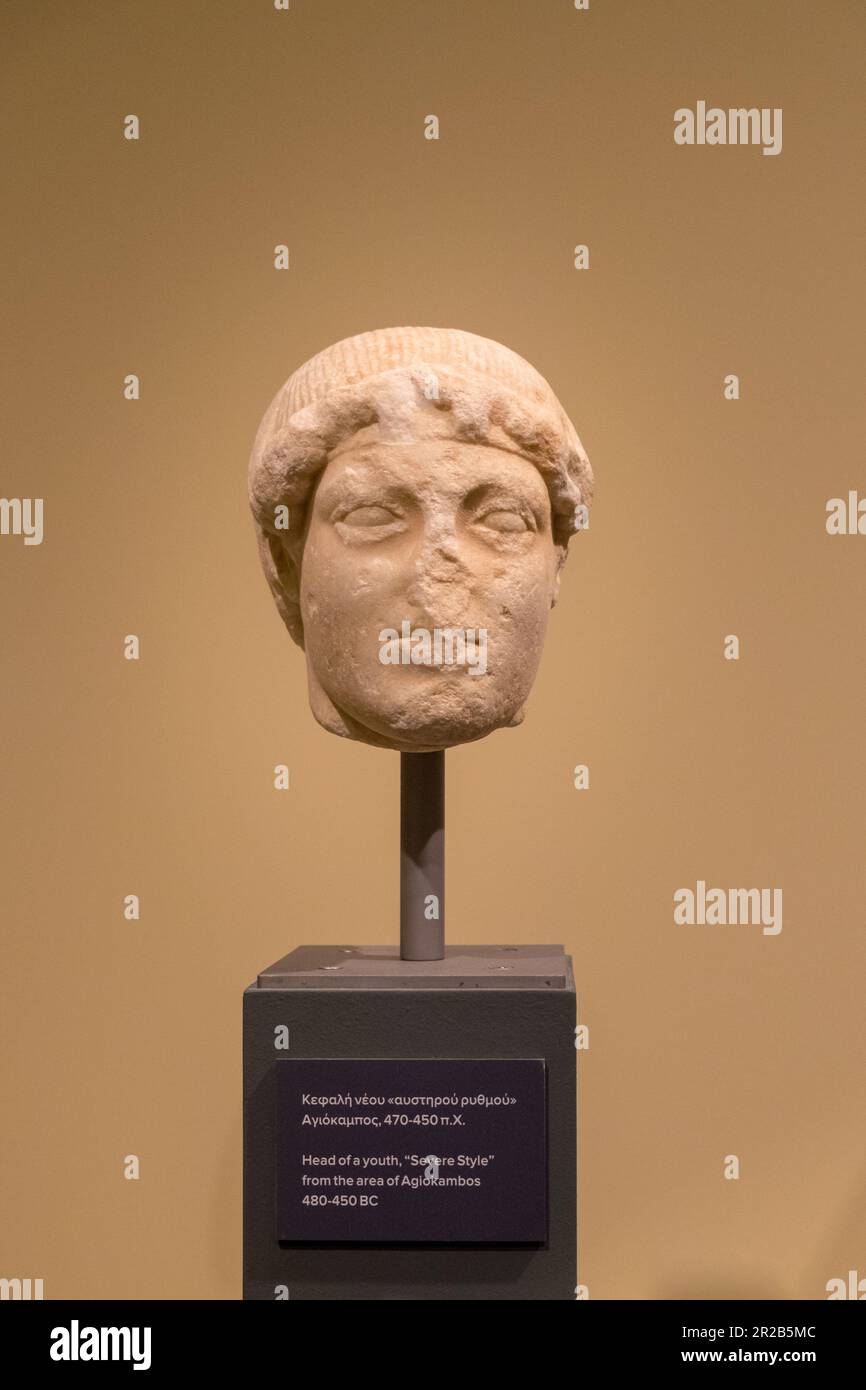 Head of a youth,''Severe style'' from Agiokampos area classical period