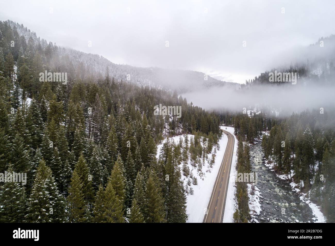 aerial view of a snowly landscape Stock Photo - Alamy