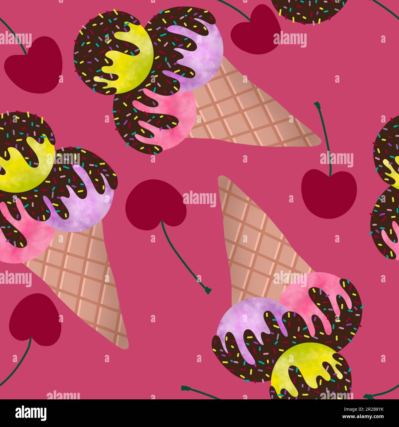 Summer cartoon seamless ice cream pattern for wallpaper and wrapping ...
