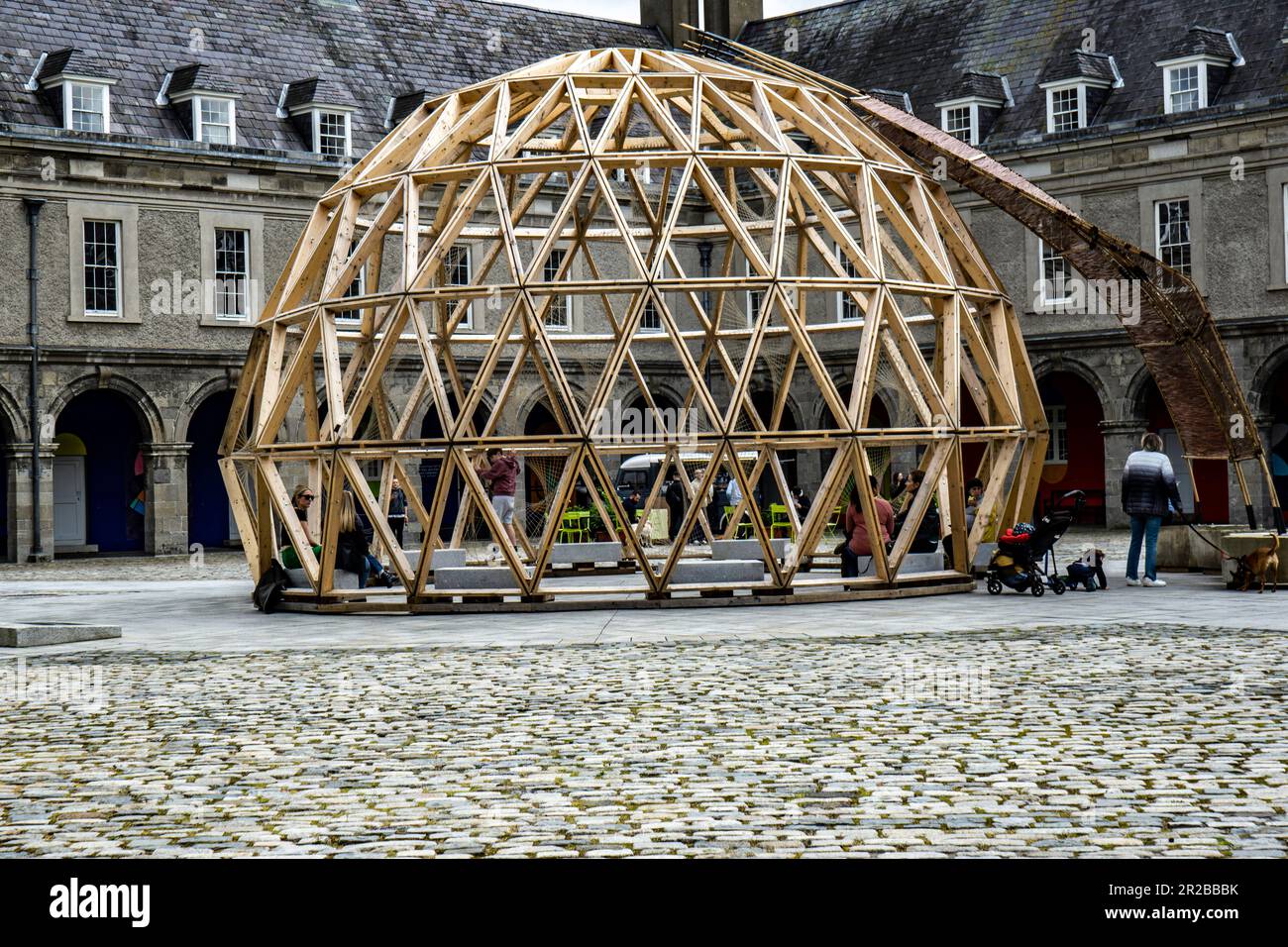 Éirigh,The Urban Eco Pavilion, designed by Reddy Architects and Urbanism, in The Royal Hospital Kilmainham, Dublin.A sustainable wooden construction Stock Photo