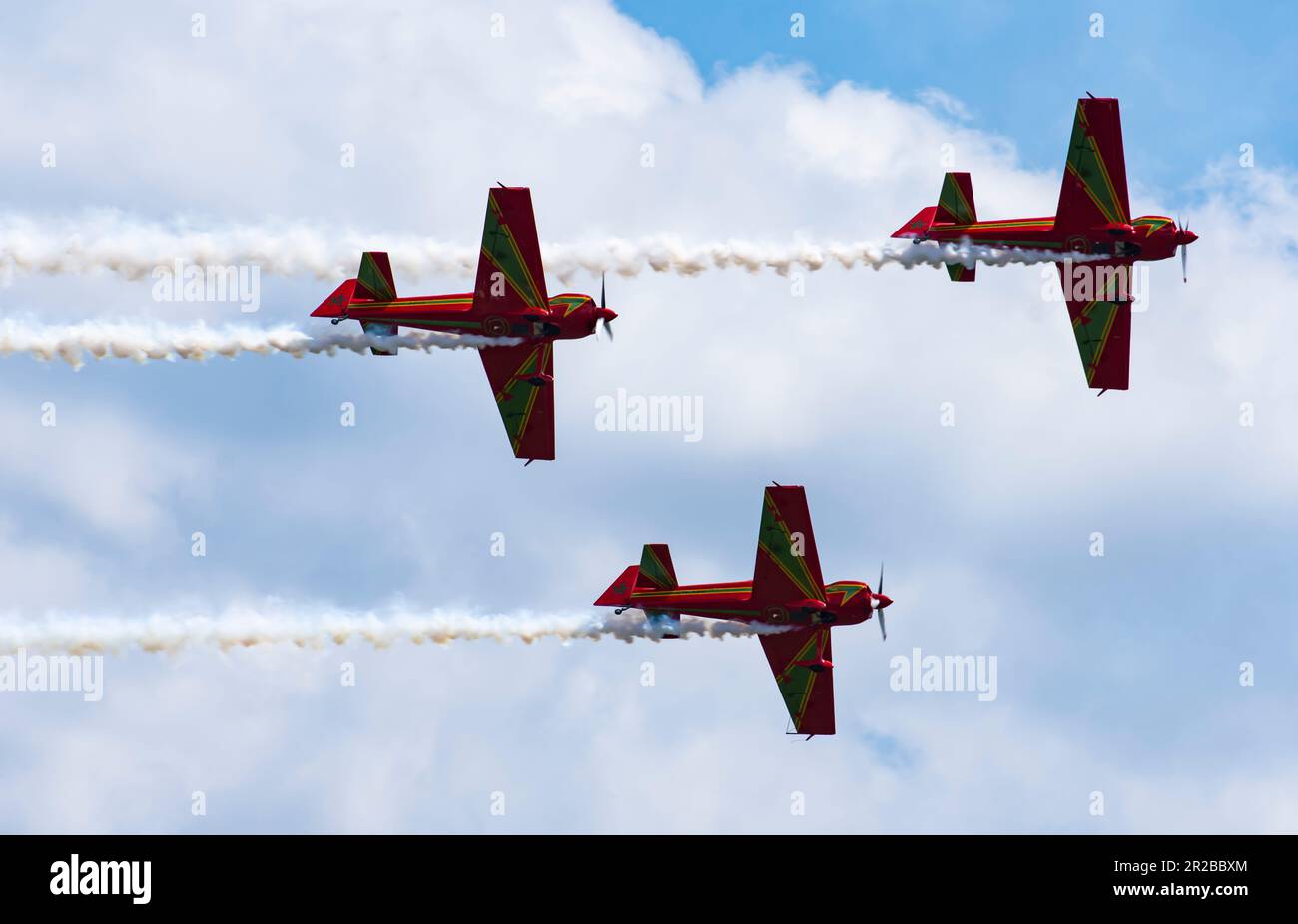 Marche Verte at Teknofest 2023 (Green March) with Mudry CAP 230 is the aerobatic demonstration team of the Royal Moroccan Air Force and the official Stock Photo