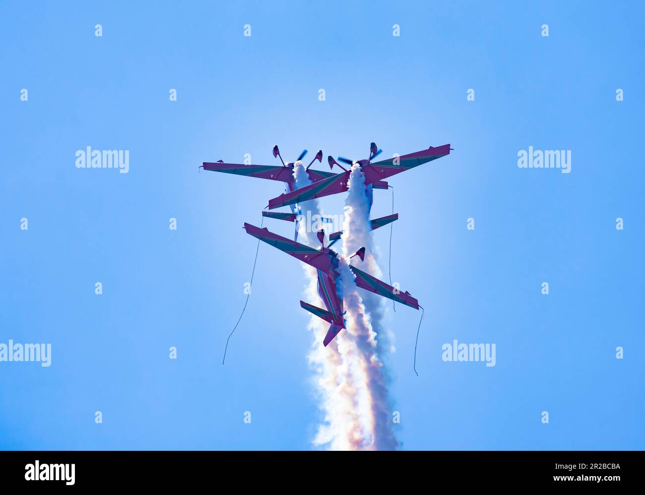 Marche Verte at Teknofest 2023 (Green March) with Mudry CAP 230 is the aerobatic demonstration team of the Royal Moroccan Air Force and the official Stock Photo