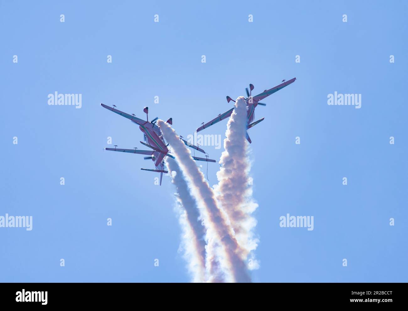 Marche Verte at Teknofest 2023 (Green March) with Mudry CAP 230 is the aerobatic demonstration team of the Royal Moroccan Air Force and the official Stock Photo