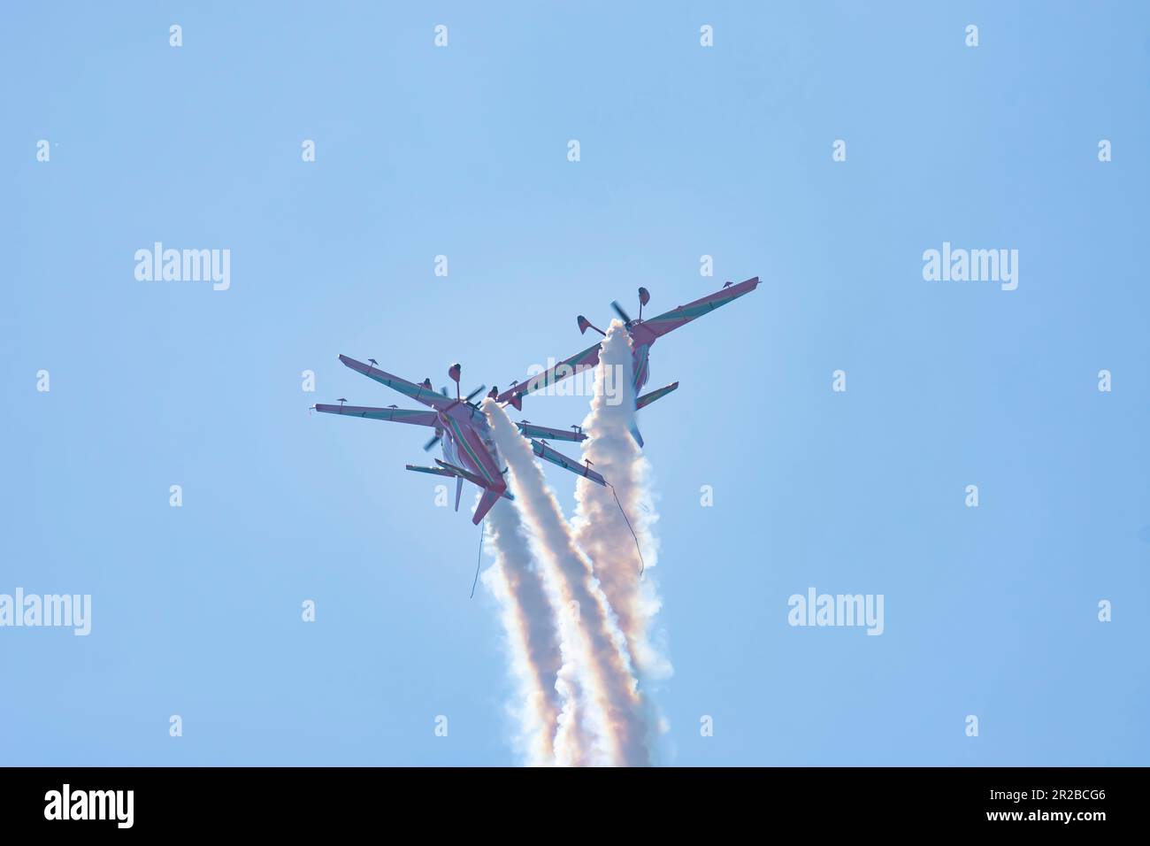 Marche Verte at Teknofest 2023 (Green March) with Mudry CAP 230 is the aerobatic demonstration team of the Royal Moroccan Air Force and the official Stock Photo