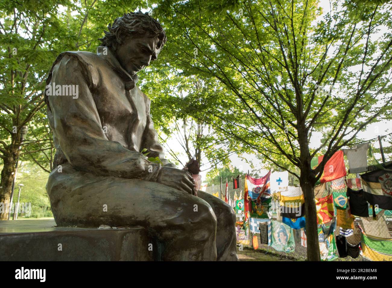 Imola, Italy. May 18th 2023. Formula 1 Qatar Airways Emilia Romagna Grand Prix at Autodromo Enzo e Dino Ferrari, Italy cancelled due to the flooding in the Emilia-Romagna region. Pictured: The Ayrton Senna Memorial in Acque Minerali Park at the racing track     © Piotr Zajac/Alamy Live News Stock Photo