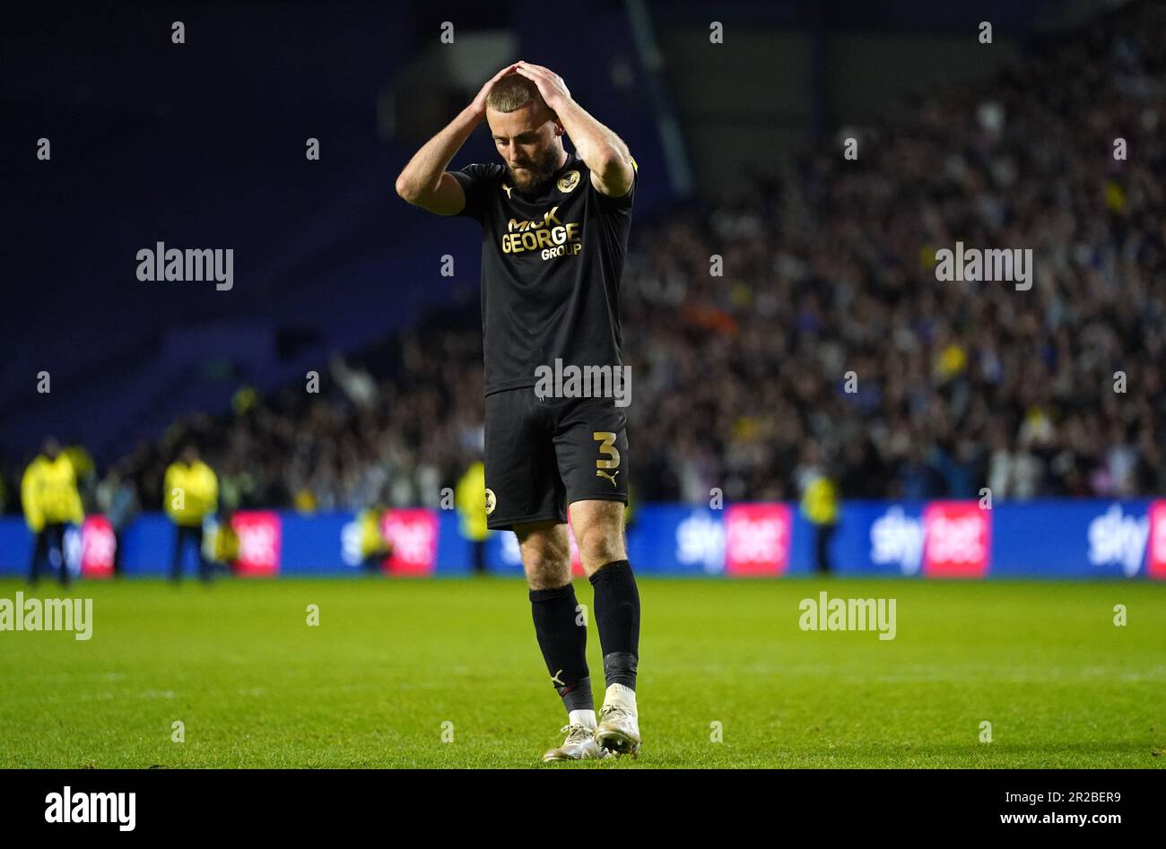 Peterborough United's Dan Butler reacts after missing a penalty during the shoot-out of the Sky Bet League One play-off semi-final second leg match at Hillsborough, Sheffield. Picture date: Thursday May 18, 2023. Stock Photo