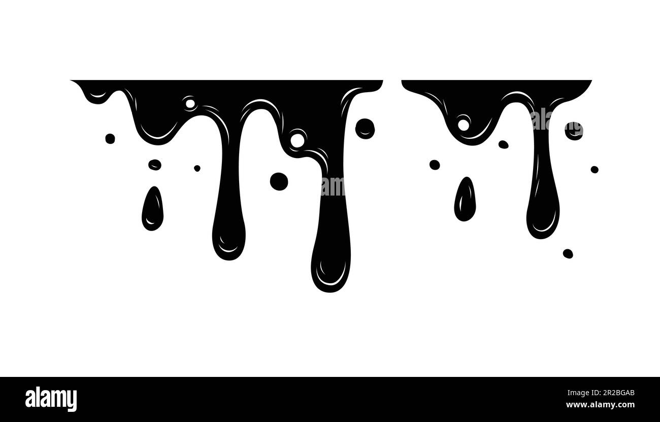 Melting Ink Vector Black Melting Paint Abstract Liquid Vector Elements Isolated on White ...