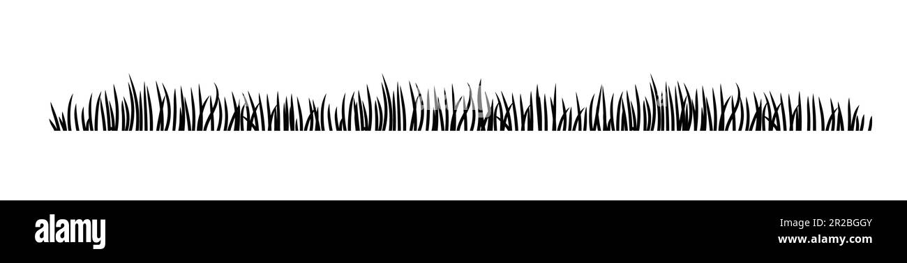 Set of Black Grass Silhouettes Isolated on White Background. Fresh herb ...